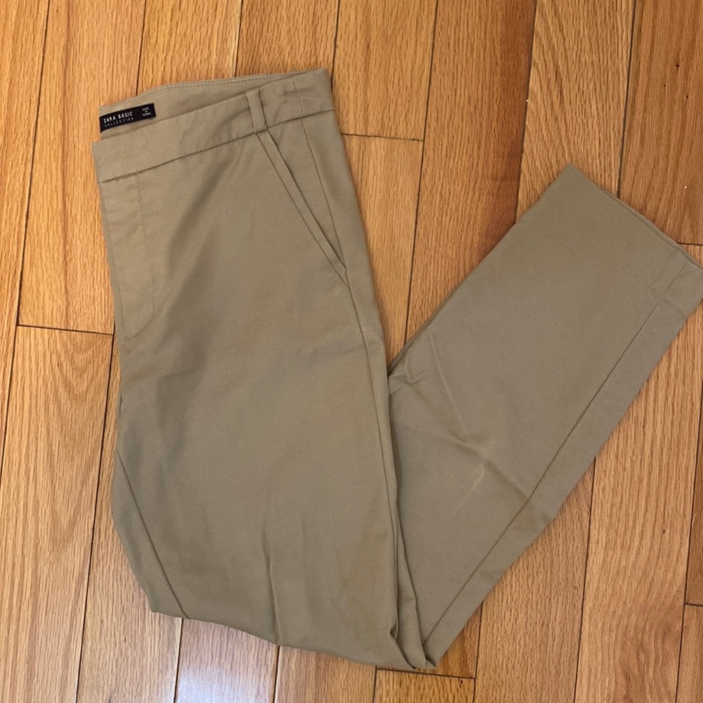 Zara basics collection tan pants
